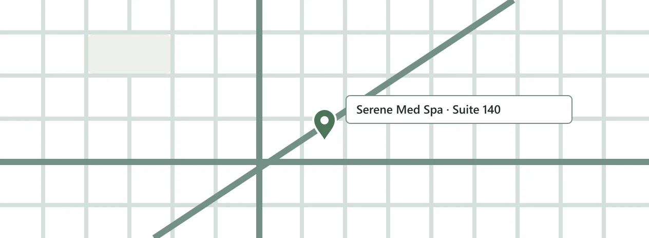 Map showing Serene Med Spa, Suite 140